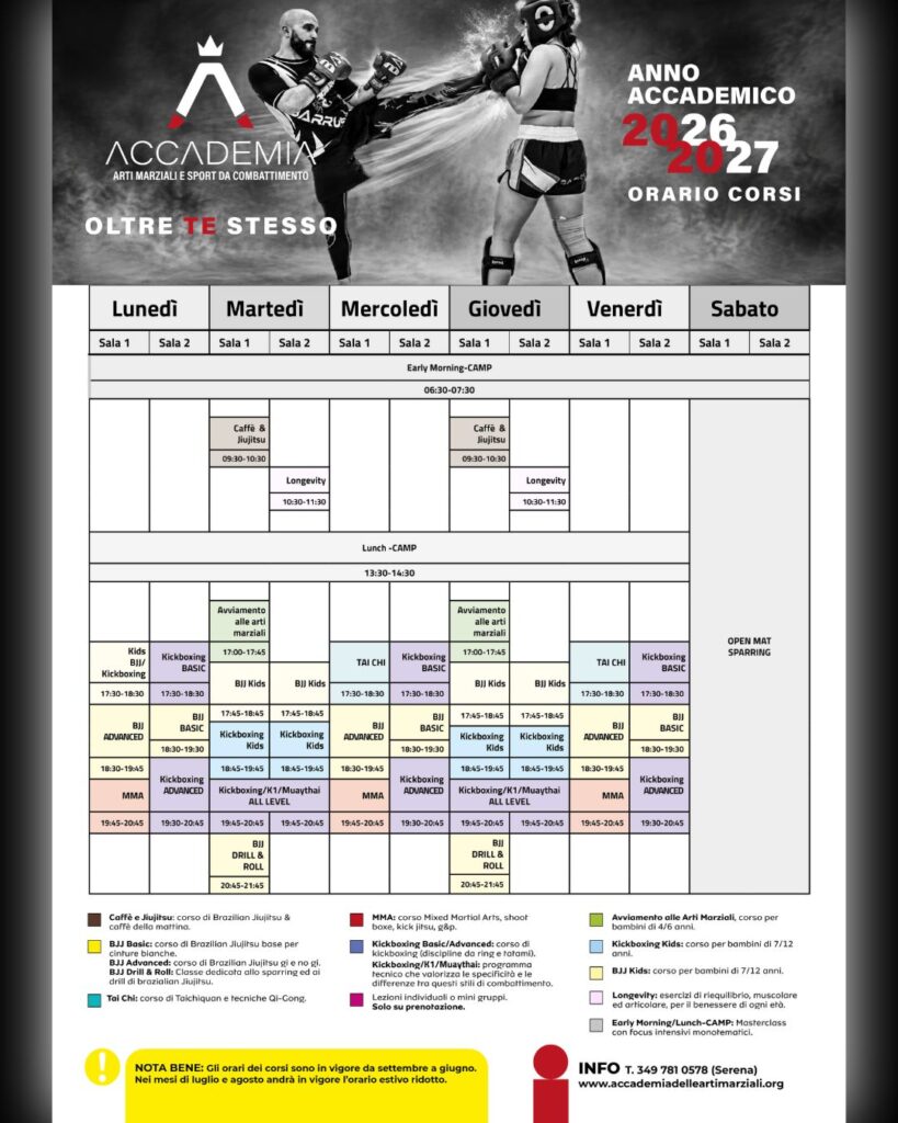 Accademia delle Arti Marziali e Sport da Combattimento - Orari 2 Orari-2026-2027